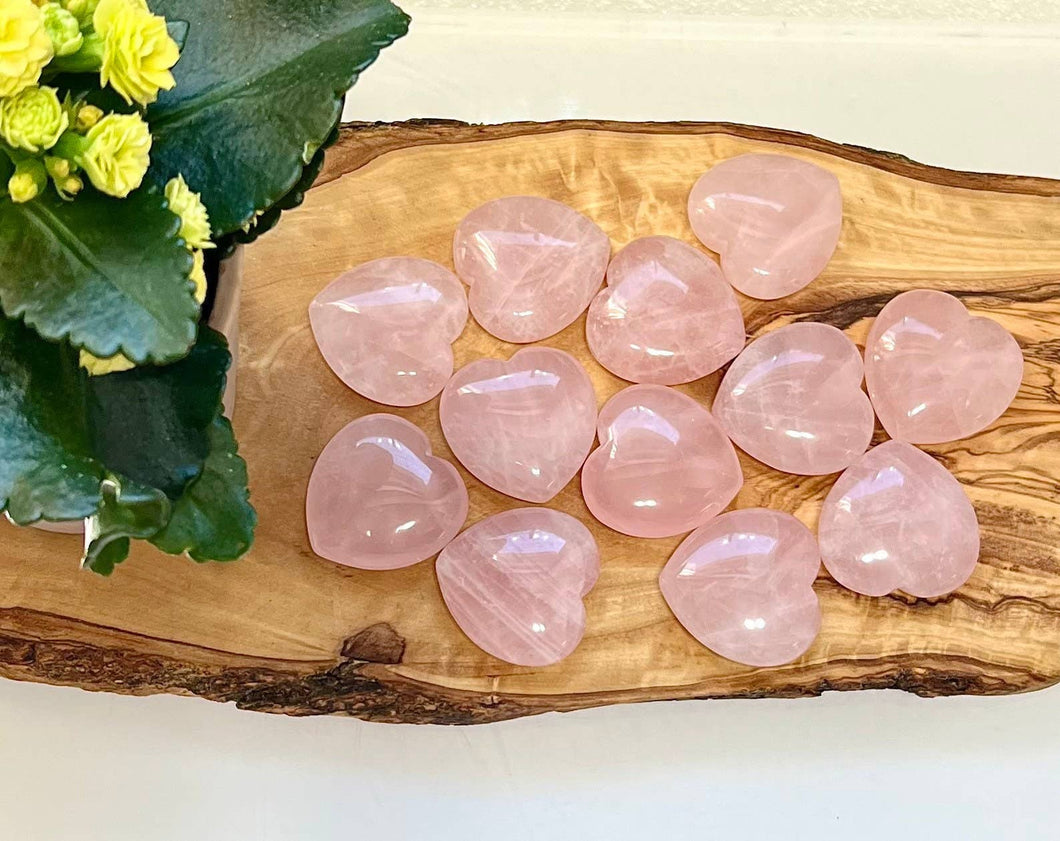 Natural Rose Quartz Polished Crystal Heart 30x30mm